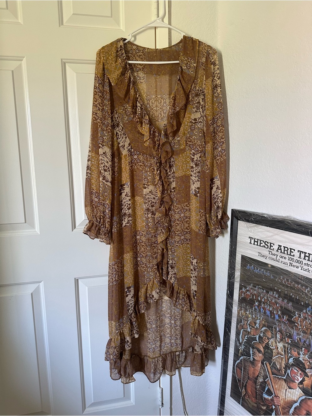 Beyond The Radar Brown Floral Ruffle Midi Dress